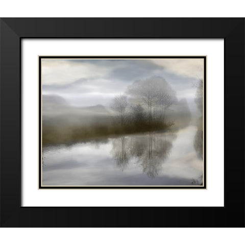 Sunrise Reflections II Black Modern Wood Framed Art Print with Double Matting by Anonymous