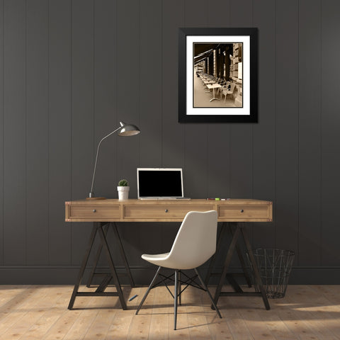 Cafe Under the Canopy Black Modern Wood Framed Art Print with Double Matting by Anonymous