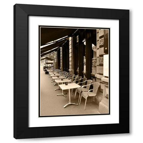Cafe Under the Canopy Black Modern Wood Framed Art Print with Double Matting by Anonymous