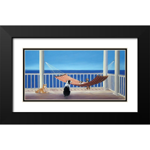 Porch Hammock Tails Black Modern Wood Framed Art Print with Double Matting by Saxe, Carol