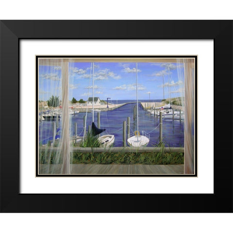 View on Deon Harbor Black Modern Wood Framed Art Print with Double Matting by Saxe, Carol