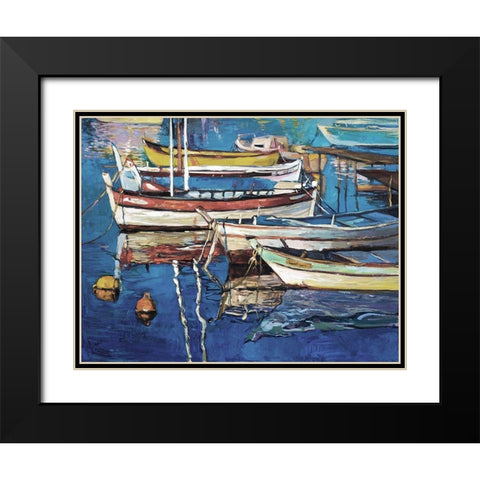 Boat Impressions Black Modern Wood Framed Art Print with Double Matting by Dimitrov, B