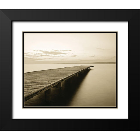 Old Wooden Pier Black Modern Wood Framed Art Print with Double Matting by Anonymous