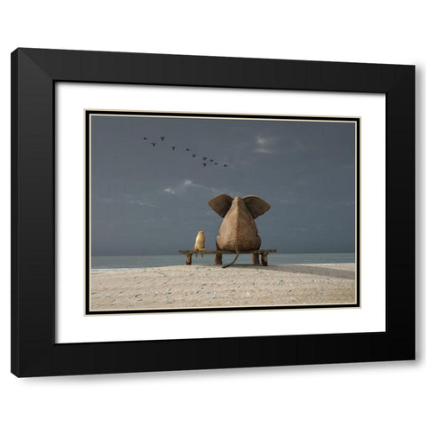Togetherness Black Modern Wood Framed Art Print with Double Matting by Anonymous