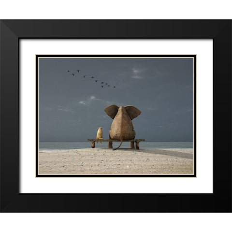 Togetherness Black Modern Wood Framed Art Print with Double Matting by Anonymous