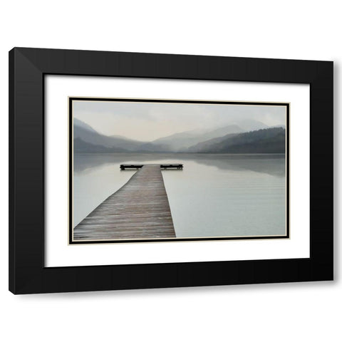 Solitude at the Pier, Color Black Modern Wood Framed Art Print with Double Matting by Anonymous