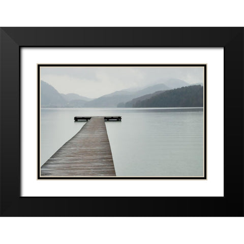 Solitude at the Pier Black Modern Wood Framed Art Print with Double Matting by Anonymous