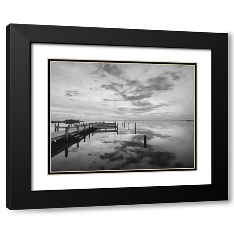 Dock Sunset Black Modern Wood Framed Art Print with Double Matting by Turek, Eve