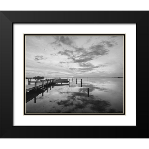 Dock Sunset Black Modern Wood Framed Art Print with Double Matting by Turek, Eve