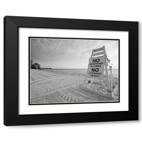 No Swimming Black Modern Wood Framed Art Print with Double Matting by Anonymous