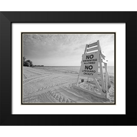 No Swimming Black Modern Wood Framed Art Print with Double Matting by Anonymous