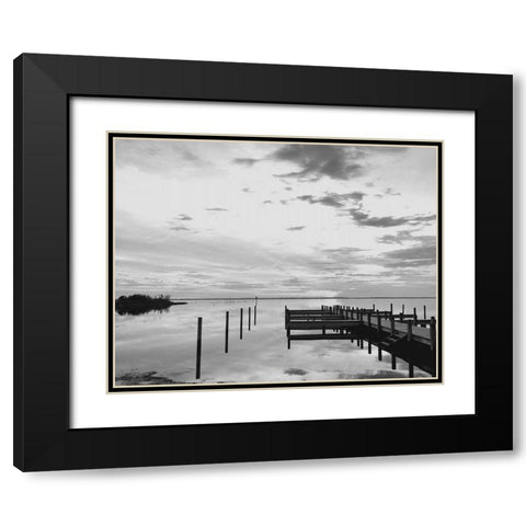 Sunset Pier Black Modern Wood Framed Art Print with Double Matting by Turek, Eve