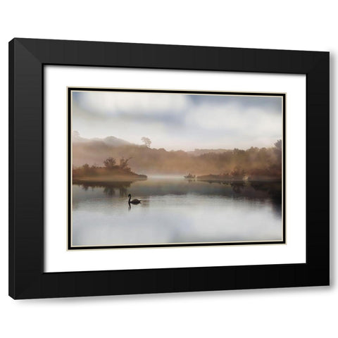 Morning on the River Black Modern Wood Framed Art Print with Double Matting by Rega,  S.