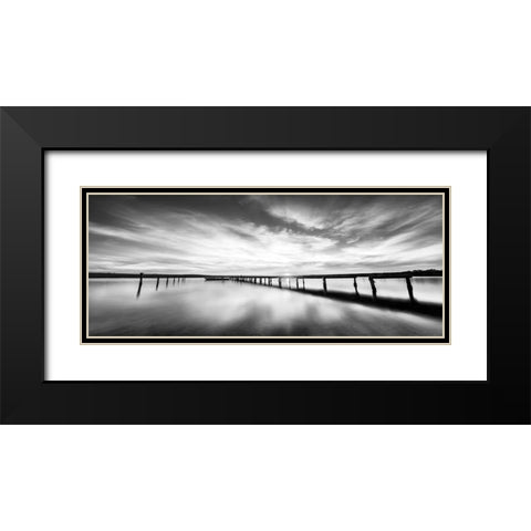 Sunset at Long Pier Black Modern Wood Framed Art Print with Double Matting by Ivanova, Z.