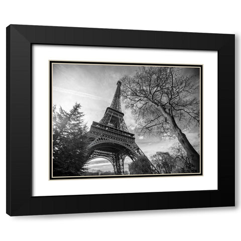 Eiffel Tower with Tree Black Modern Wood Framed Art Print with Double Matting by Graciet, Stephane