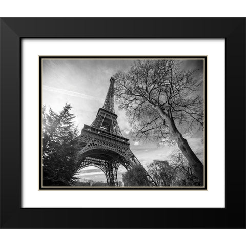 Eiffel Tower with Tree Black Modern Wood Framed Art Print with Double Matting by Graciet, Stephane
