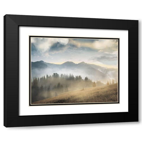 Amazing Mountain Landscape II. Black Modern Wood Framed Art Print with Double Matting by Anonymous