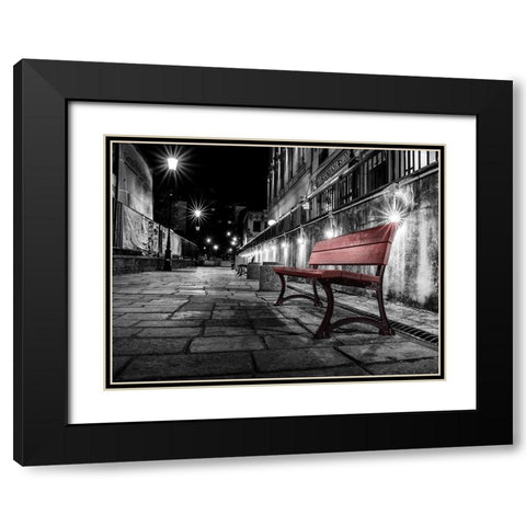 Night Bench Black Modern Wood Framed Art Print with Double Matting by Outchill, L.