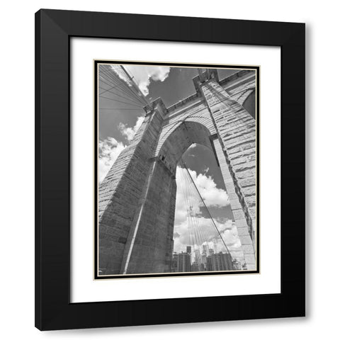 Brooklyn Bridge Arch Black Modern Wood Framed Art Print with Double Matting by Anonymous