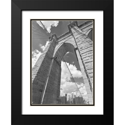 Brooklyn Bridge Arch Black Modern Wood Framed Art Print with Double Matting by Anonymous