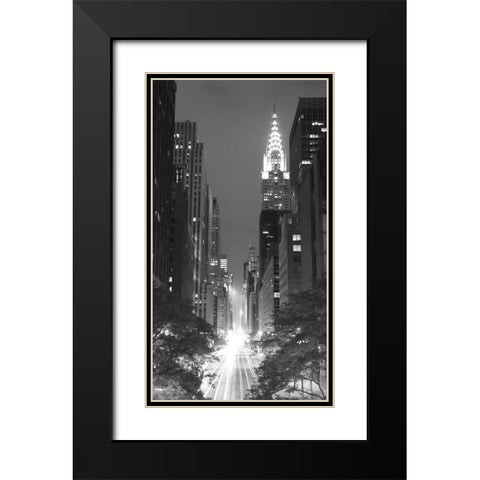 Looking Across 42nd Street, NYC Black Modern Wood Framed Art Print with Double Matting by Anonymous