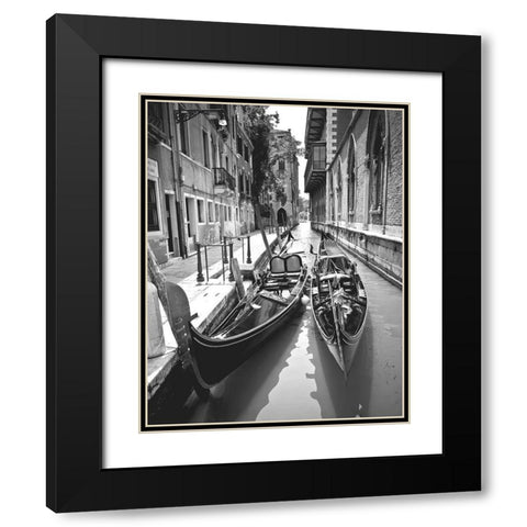 Gondola Pair, Venice Black Modern Wood Framed Art Print with Double Matting by Anonymous