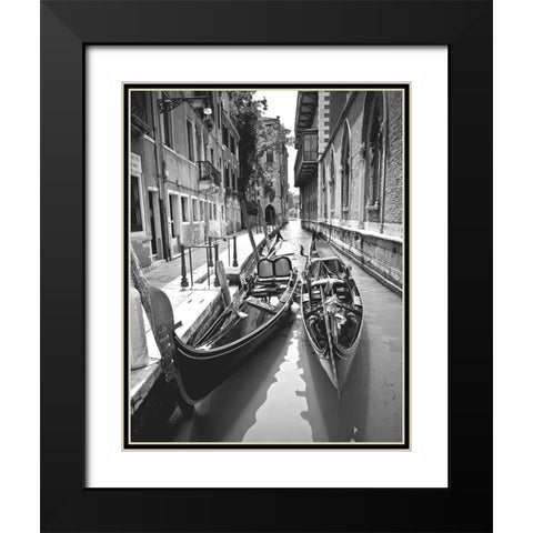 Gondola Pair, Venice Black Modern Wood Framed Art Print with Double Matting by Anonymous