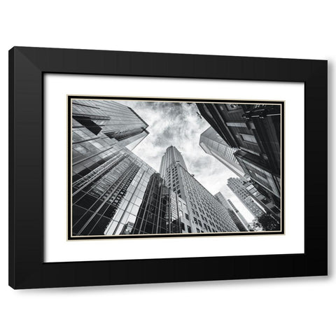 Skyscrapers Black Modern Wood Framed Art Print with Double Matting by Graciet, Stephane