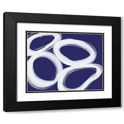Circular Connections Black Modern Wood Framed Art Print with Double Matting by Inuit