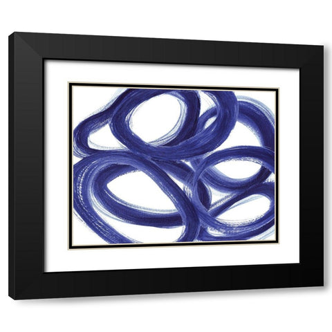 Indigo Ellipses Black Modern Wood Framed Art Print with Double Matting by Inuit