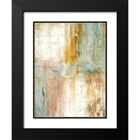 Teal and Green Abstract Painting Black Modern Wood Framed Art Print with Double Matting by Tice, C.