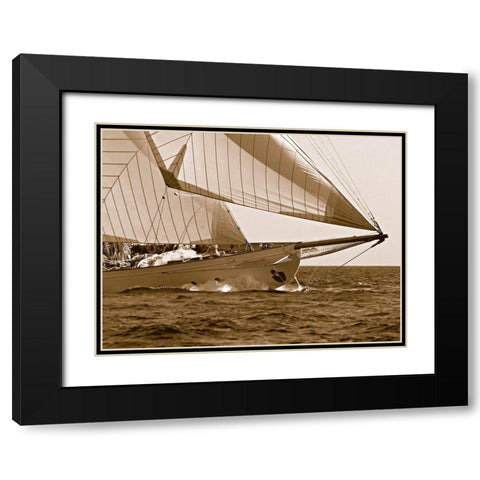 Starboard Track Black Modern Wood Framed Art Print with Double Matting by Anonymous