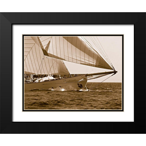Starboard Track Black Modern Wood Framed Art Print with Double Matting by Anonymous