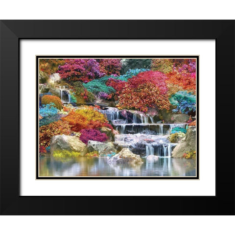 Flowering Waterfall Black Modern Wood Framed Art Print with Double Matting by Anonymous