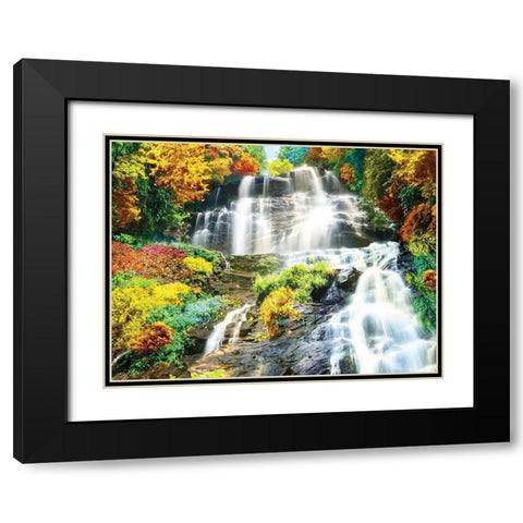 Majestic Falls Black Modern Wood Framed Art Print with Double Matting by Anonymous