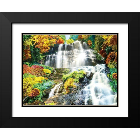 Majestic Falls Black Modern Wood Framed Art Print with Double Matting by Anonymous
