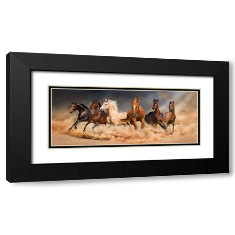 Desert Run Black Modern Wood Framed Art Print with Double Matting by Svetlana