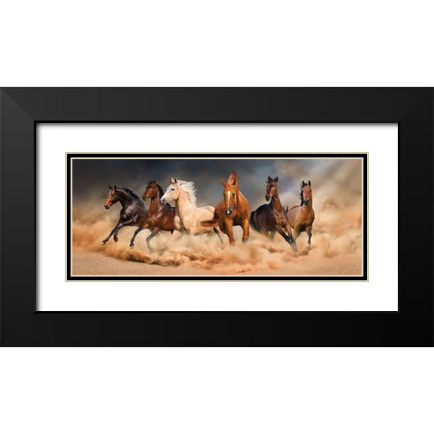 Desert Run Black Modern Wood Framed Art Print with Double Matting by Svetlana