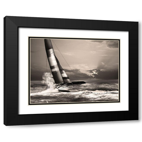 Race Day Black Modern Wood Framed Art Print with Double Matting by Anonymous