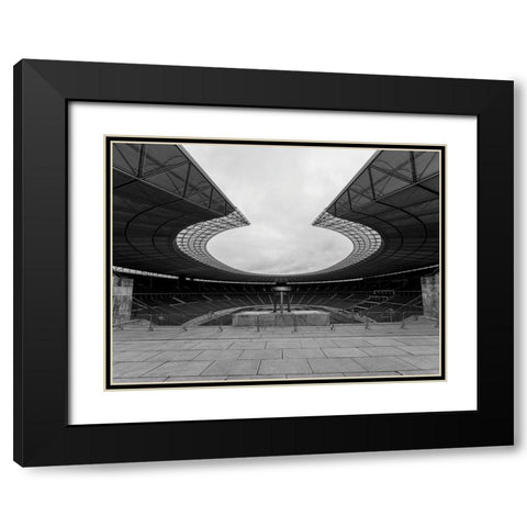 Stadium Black Modern Wood Framed Art Print with Double Matting by Graciet, Stephane