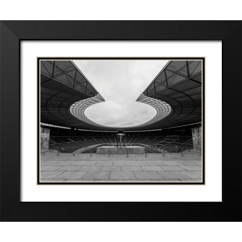 Stadium Black Modern Wood Framed Art Print with Double Matting by Graciet, Stephane