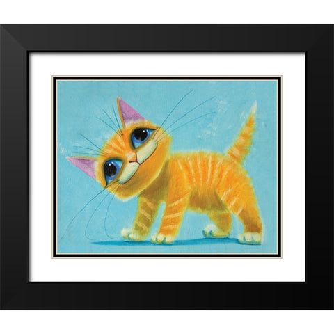 Happy Tabby Black Modern Wood Framed Art Print with Double Matting by Leov, K