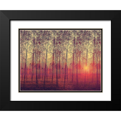 Poplar Trees in the Setting Sun Black Modern Wood Framed Art Print with Double Matting by Anonymous