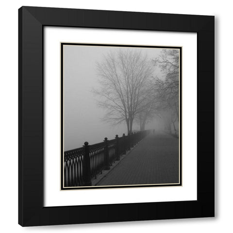 Promenade in the Mist Black Modern Wood Framed Art Print with Double Matting by Anonymous