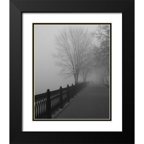 Promenade in the Mist Black Modern Wood Framed Art Print with Double Matting by Anonymous
