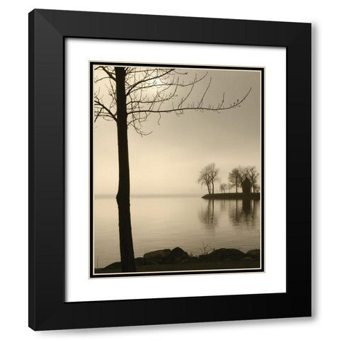 Tranquil Cove Black Modern Wood Framed Art Print with Double Matting by Anonymous