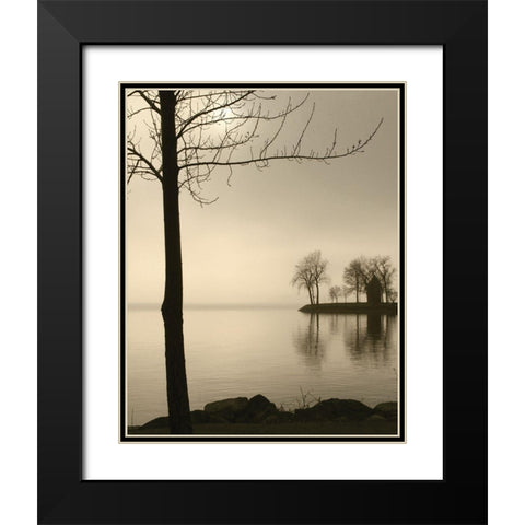 Tranquil Cove Black Modern Wood Framed Art Print with Double Matting by Anonymous