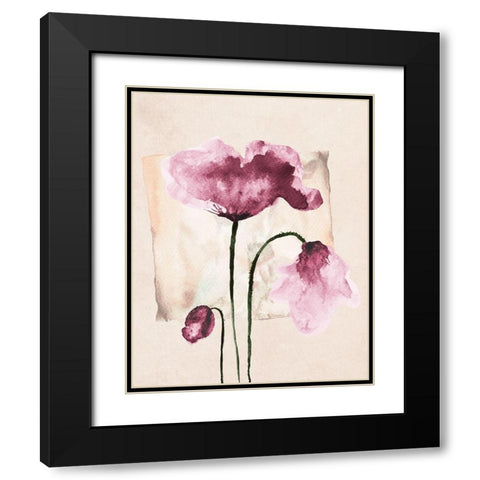Violet Watercolor Poppies Black Modern Wood Framed Art Print with Double Matting by Jersova, R.