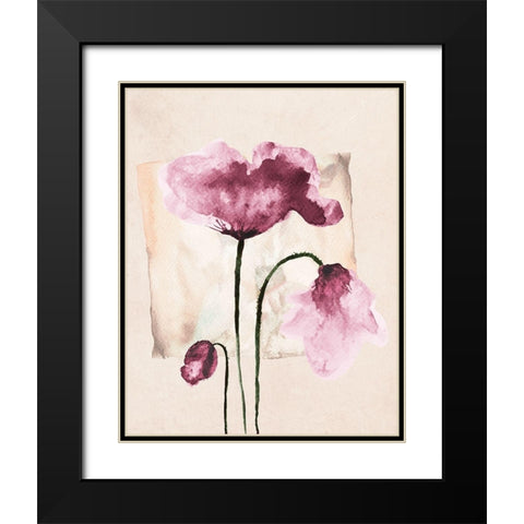 Violet Watercolor Poppies Black Modern Wood Framed Art Print with Double Matting by Jersova, R.