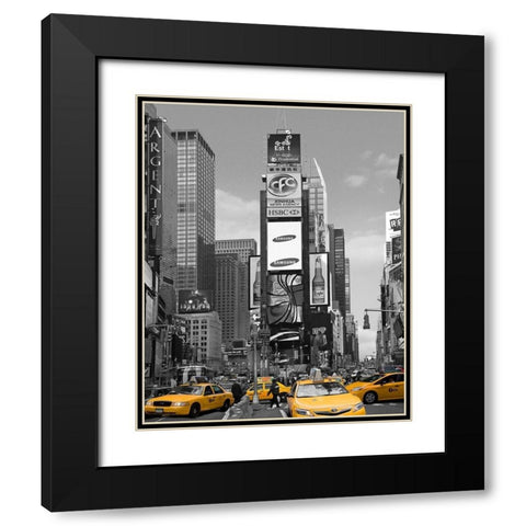 Yellow Cabs at Times Square North Black Modern Wood Framed Art Print with Double Matting by Maloratsky, Igor